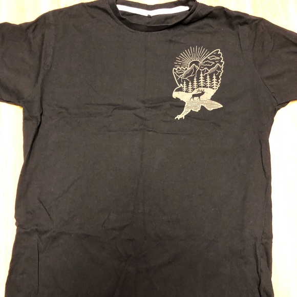 Black T Shirt with Deer And Owl Print - Picture 2 of 3